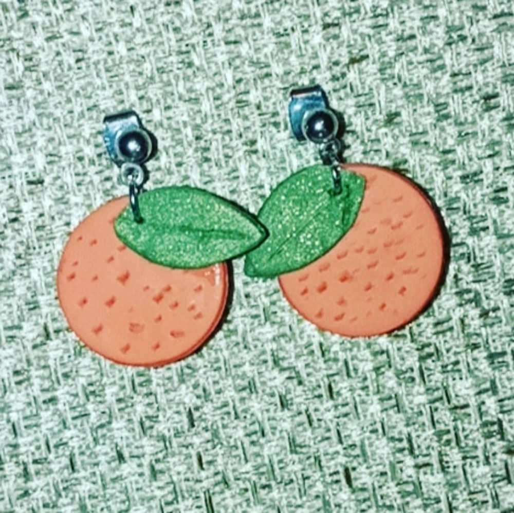 Polymer Clay Orange Earrings
